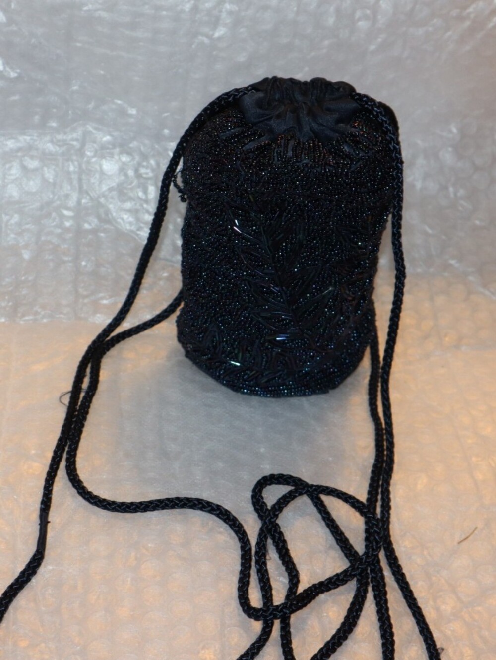 Tweeds Vintage Black Beaded Evening Purse Prom Party Small - Picture 12 of 15